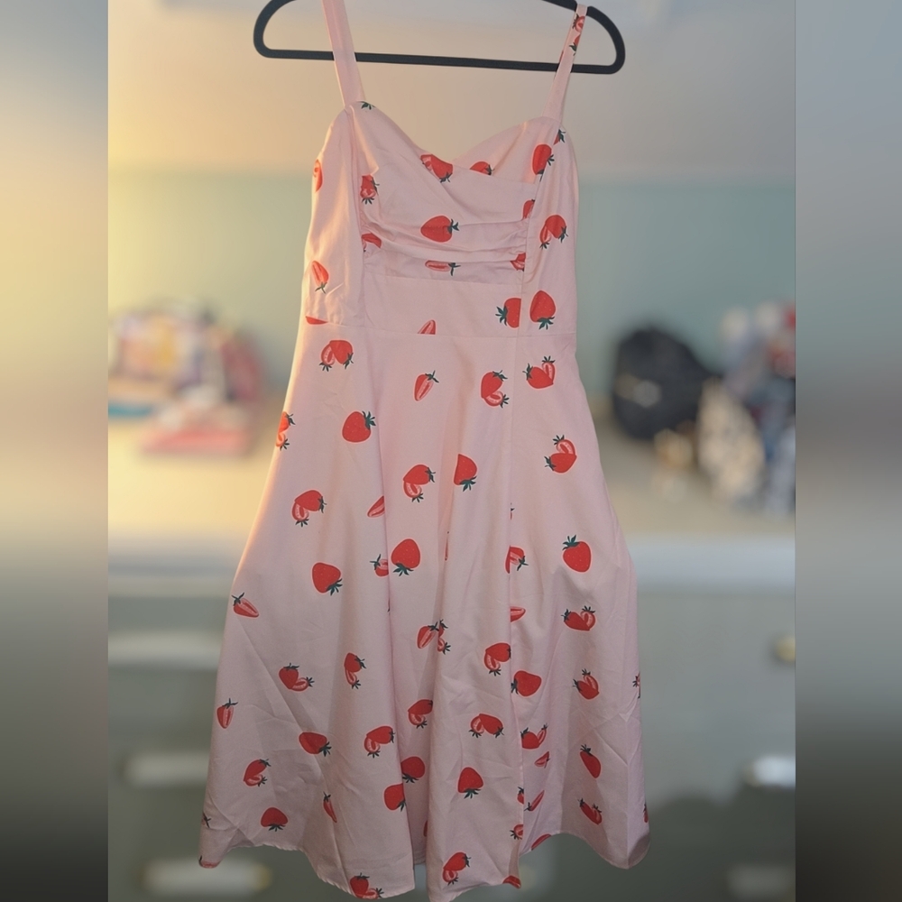 Pink Dress with Strawberry Print